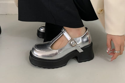 Platform Chunky Heel T-Strap Mary Jane Shoes