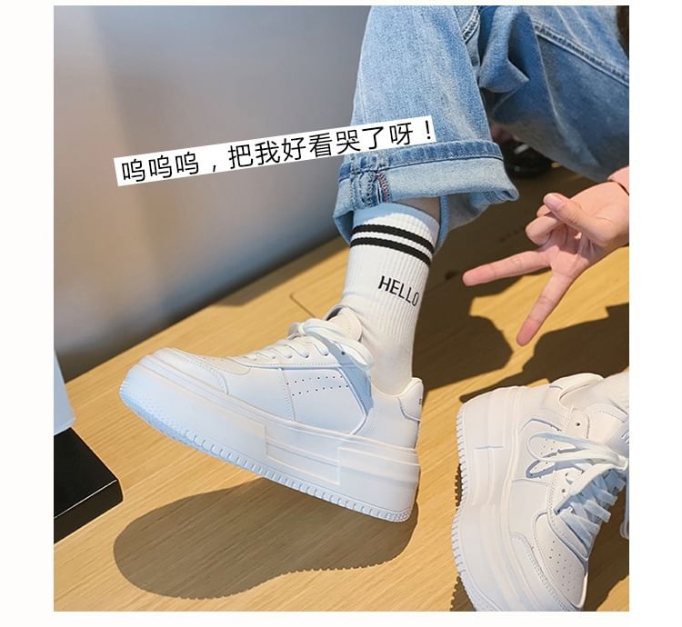 Platform Plain Panel Sneakers