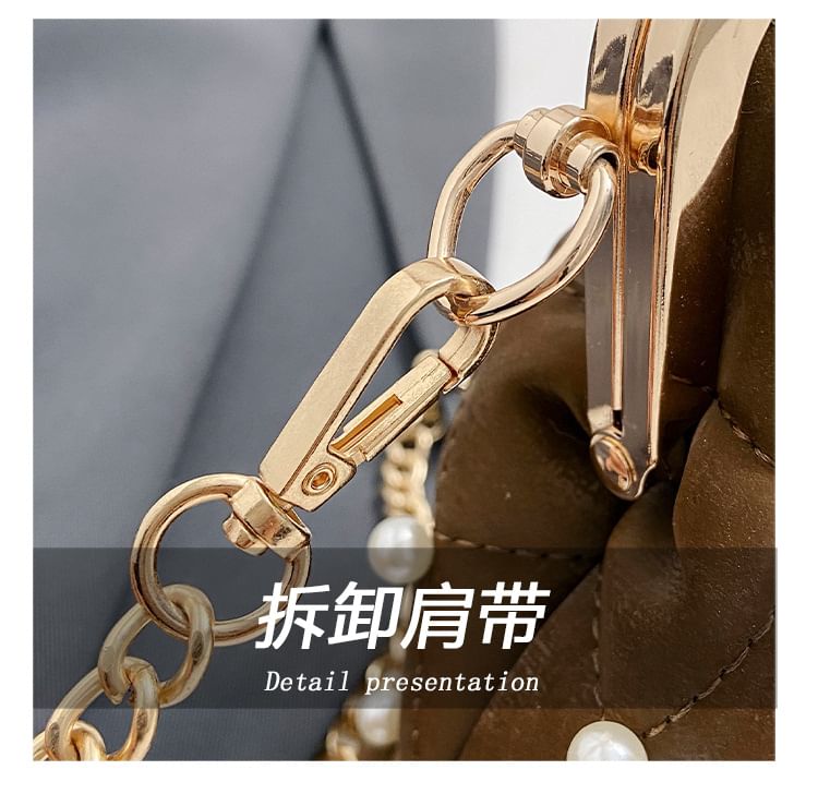 Pearl Strap Faux Chain Crossbody Bag