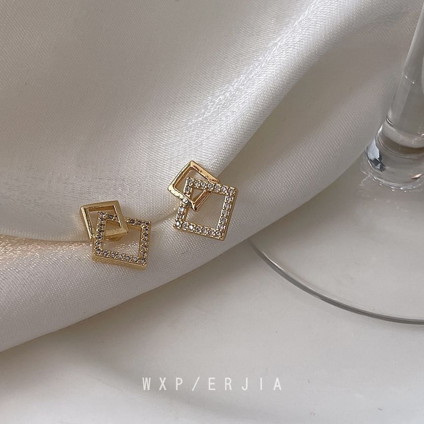 Alloy Cuff Ear Square Rhinestone