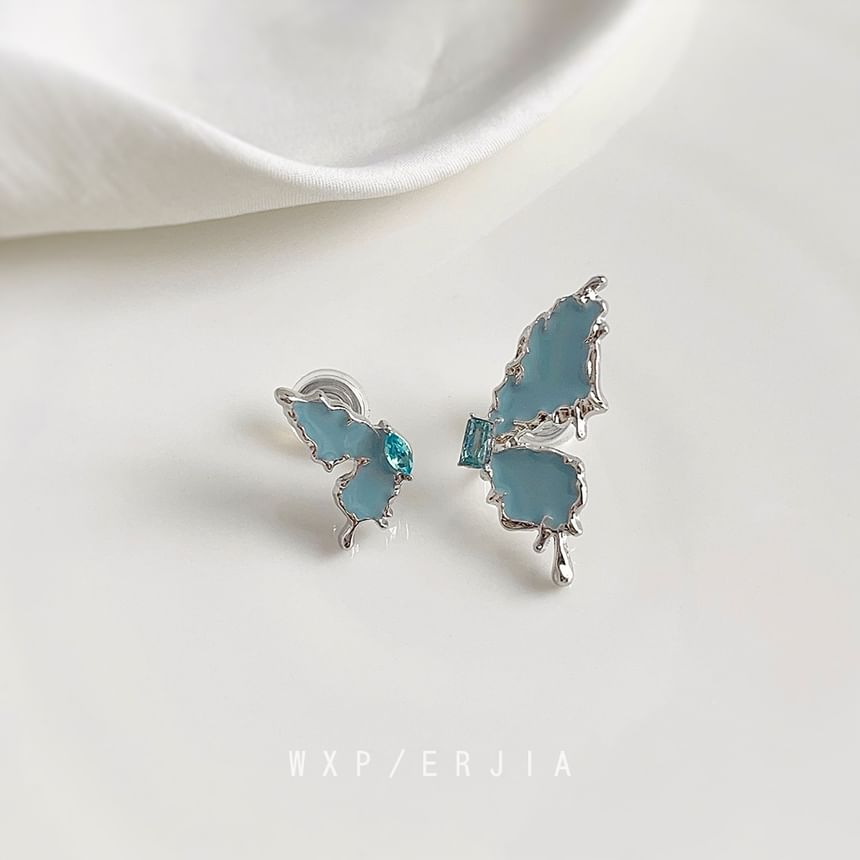 Butterfly Asymmetrical Rhinestone Ear Cuff Alloy