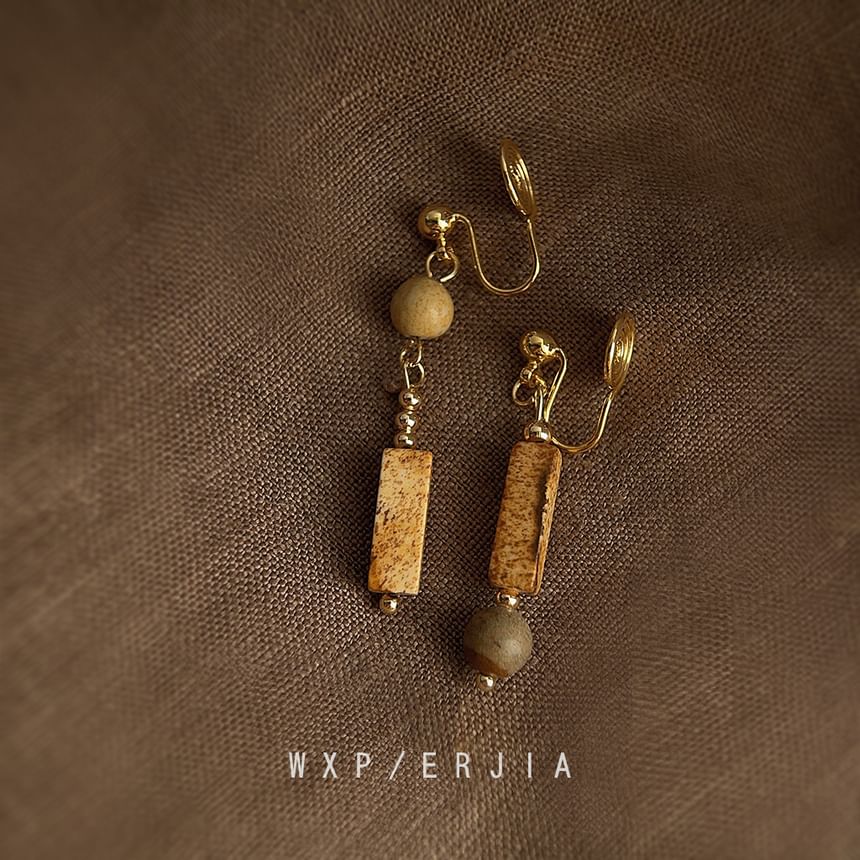 Gemstone Asymmetrical Alloy Cuff Ear Faux Dangle