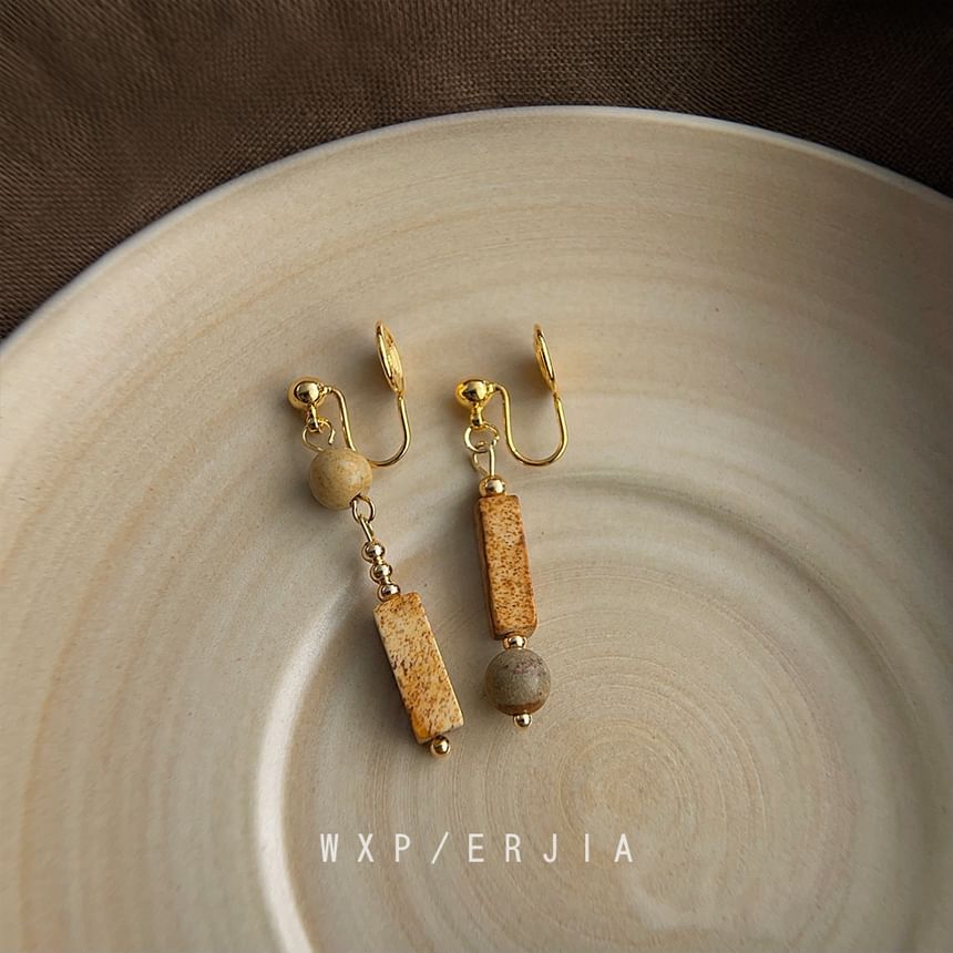 Gemstone Asymmetrical Alloy Cuff Ear Faux Dangle