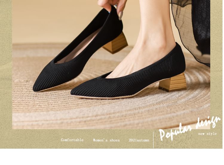 Pointed Low-Heel Pumps
