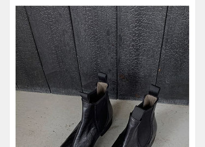 Faux Leather Short Chelsea Boots