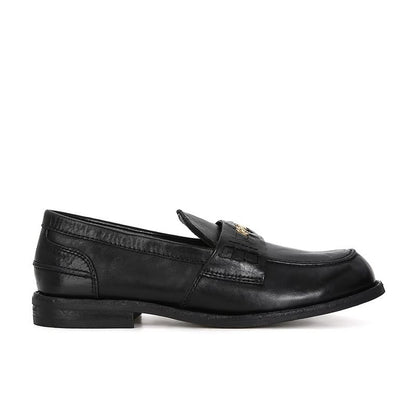 Faux Leather Metal Accent Loafers