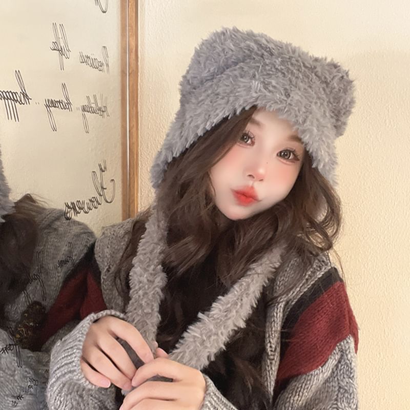 Ear Bear Fluffy Earflap Hat