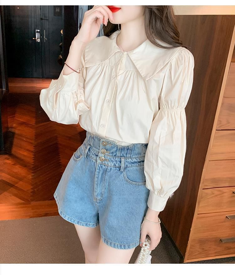 Long-Sleeve Blouse Plain