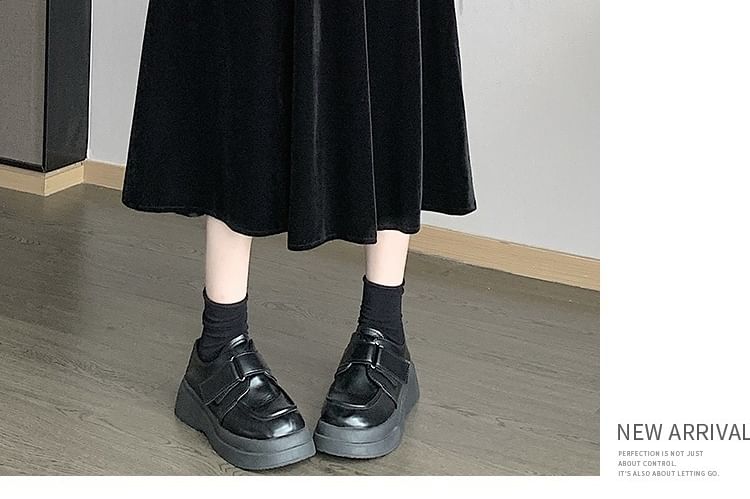 Velvet Waist Skirt A-Line Midi Elastic Plain