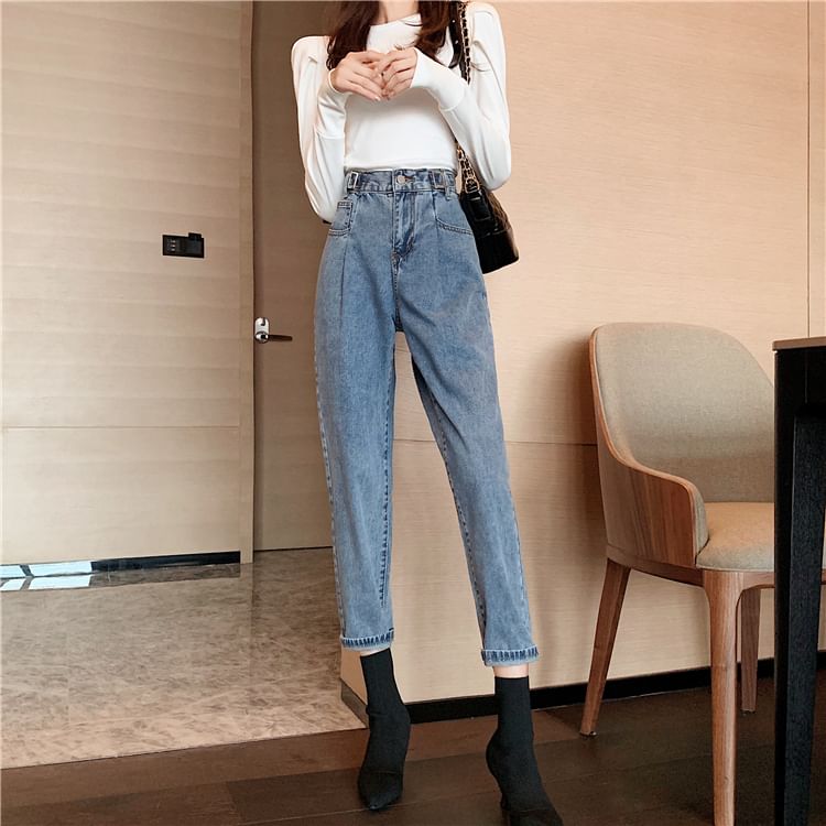 High Waist Crop Harem Jeans