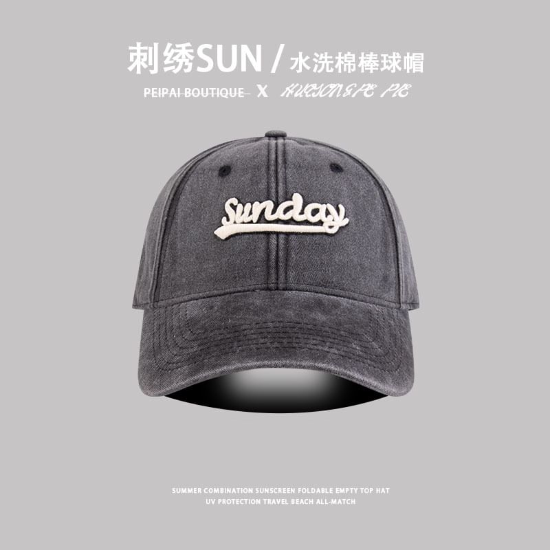 Embroidered Washed Cap Letter