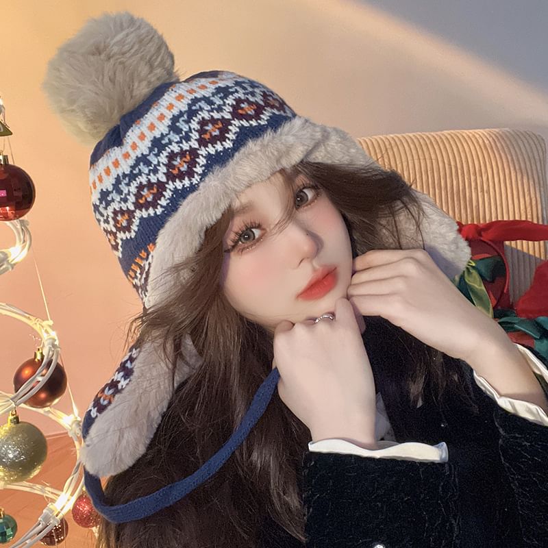 Patterned Trapper Hat