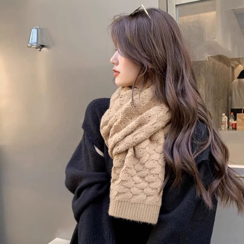 Knit Scarf Plain Pointelle