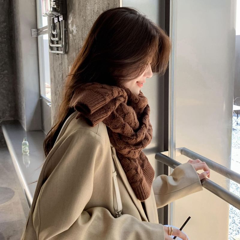 Knit Scarf Plain Pointelle