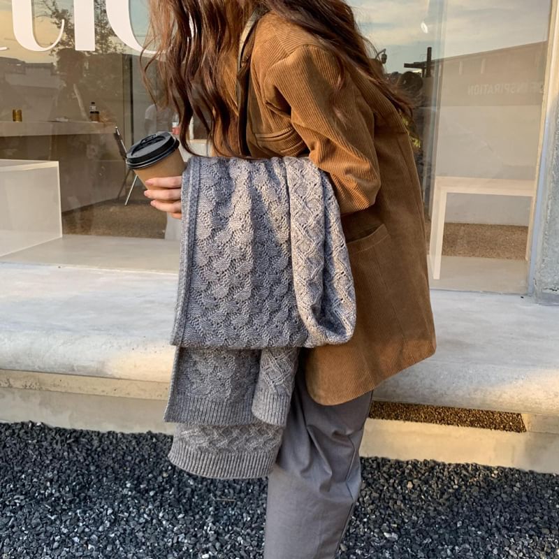 Knit Scarf Plain Pointelle