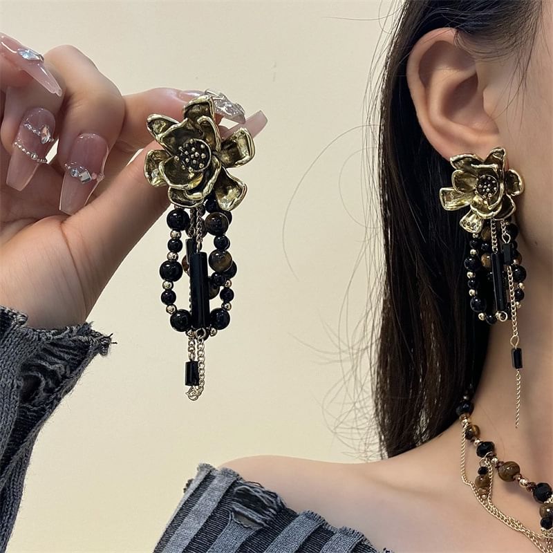 Floral Drop Beaded Earring