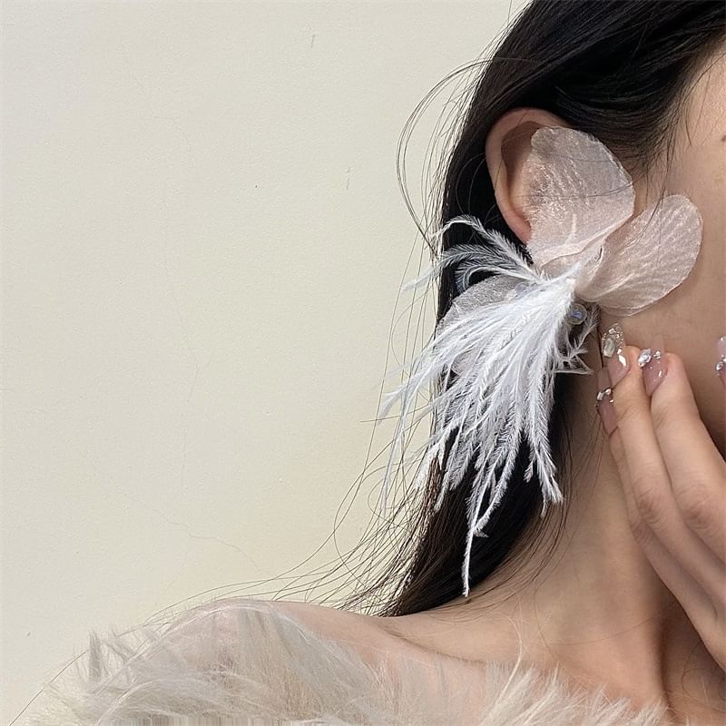 Drop Fringed Floral Earring