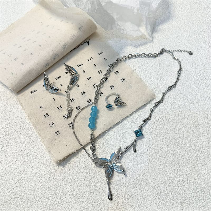 Butterfly Drop Choker Ring / Earring