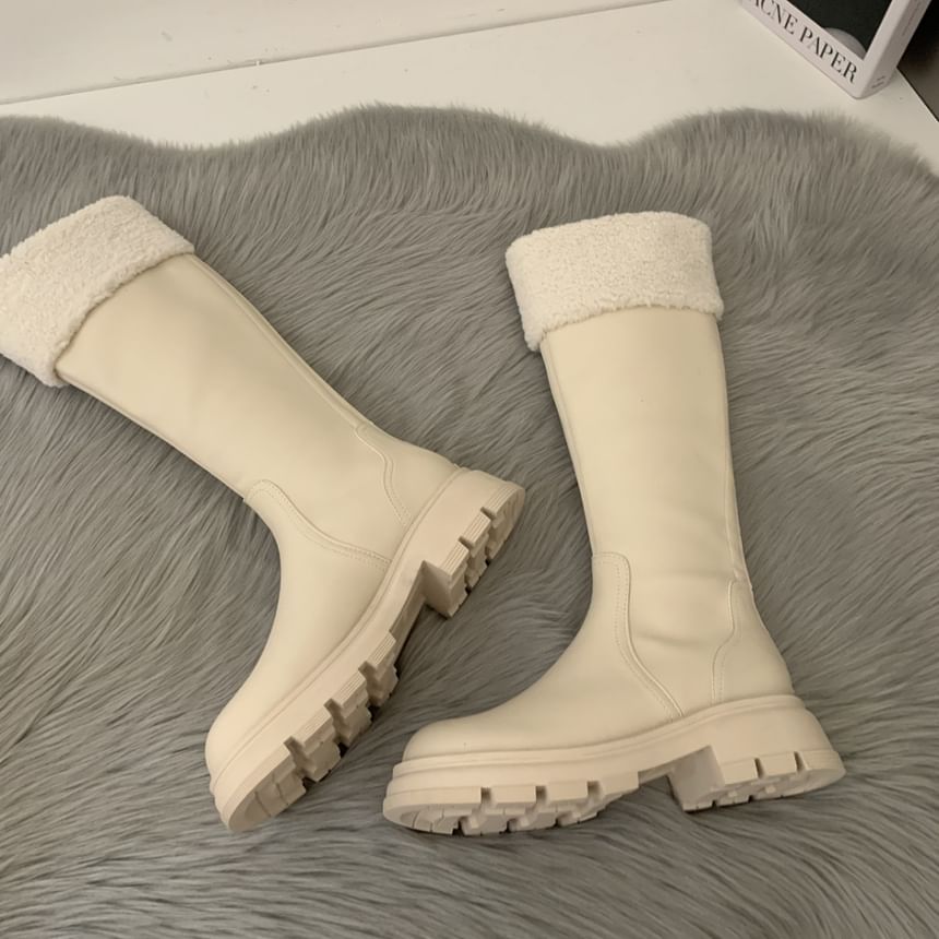 Panel Knee Fleece Boots Platform High