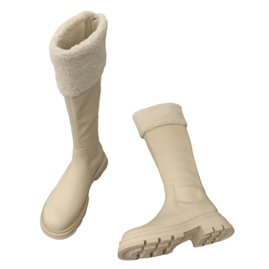 Panel Knee Fleece Boots Platform High