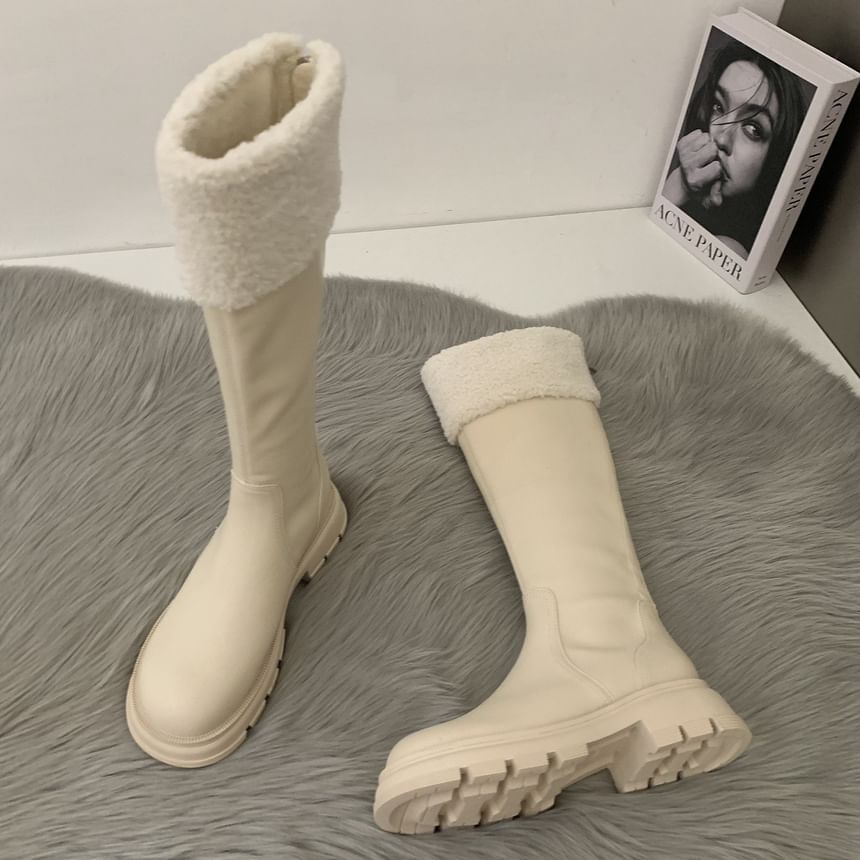 Panel Knee Fleece Boots Platform High