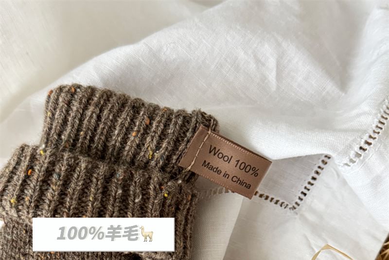 Wool Touchscreen Applique Gloves Lettering Knit