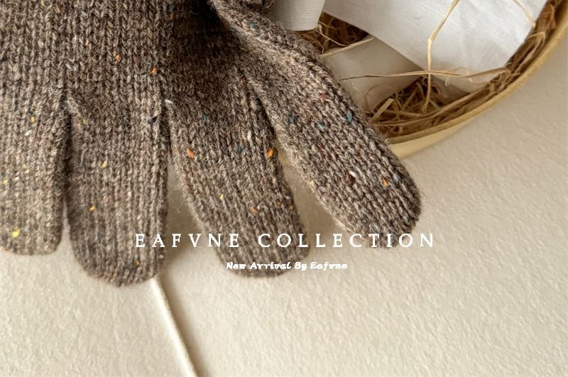 Wool Touchscreen Applique Gloves Lettering Knit