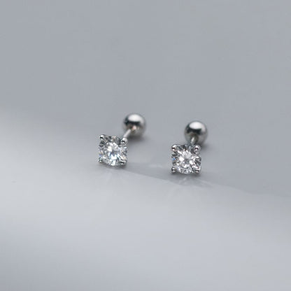 Rhinestone Sterling Silver Barbell Earring