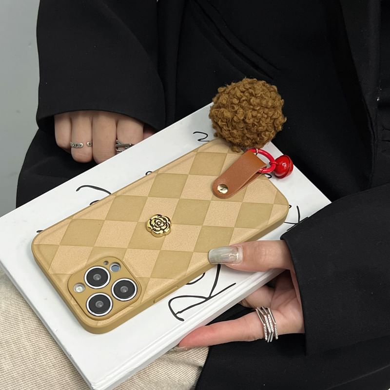 Argyle Bell Case Phone Rose Pom