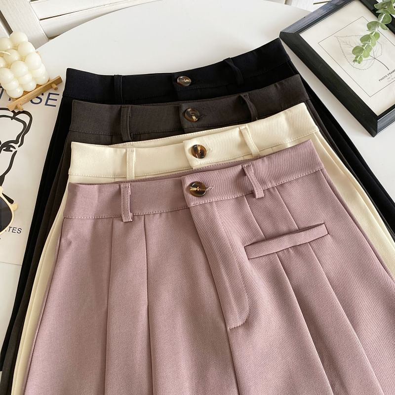 High Waist Plain Pleated Mini A-Line Skirt