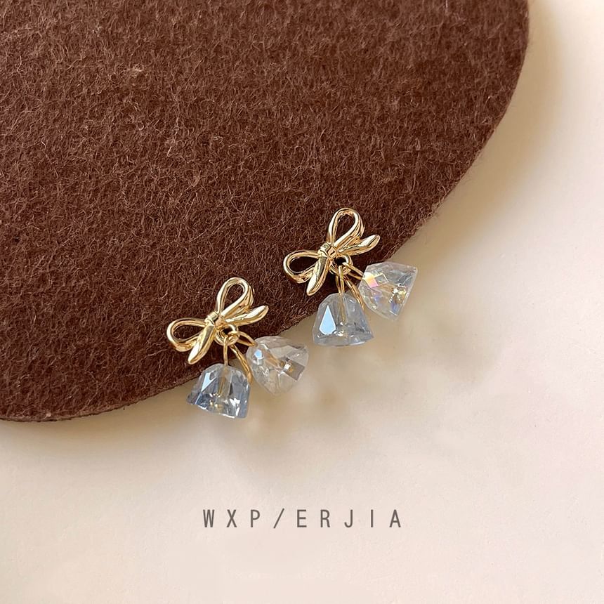 Clip-On Earring Drop Faux Crystal Bow