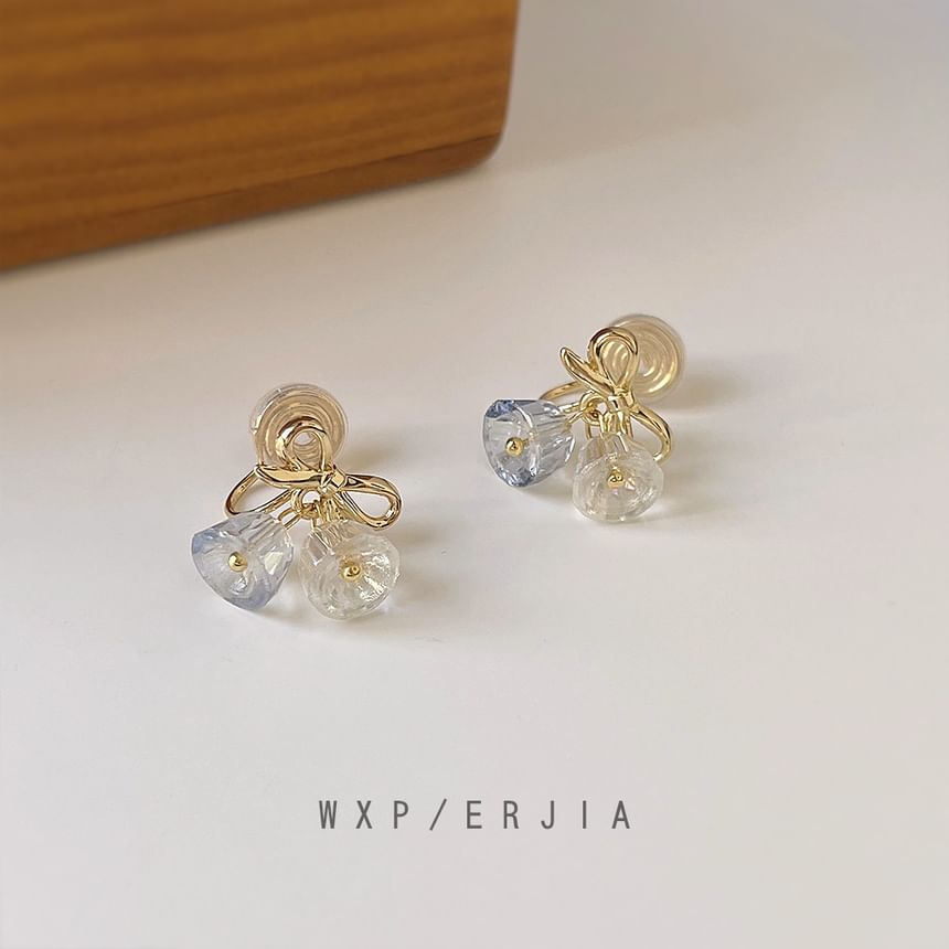 Clip-On Earring Drop Faux Crystal Bow