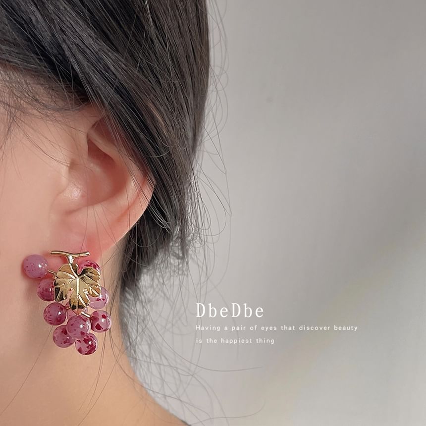 Gemstone Clip-On Grape Earring Drop