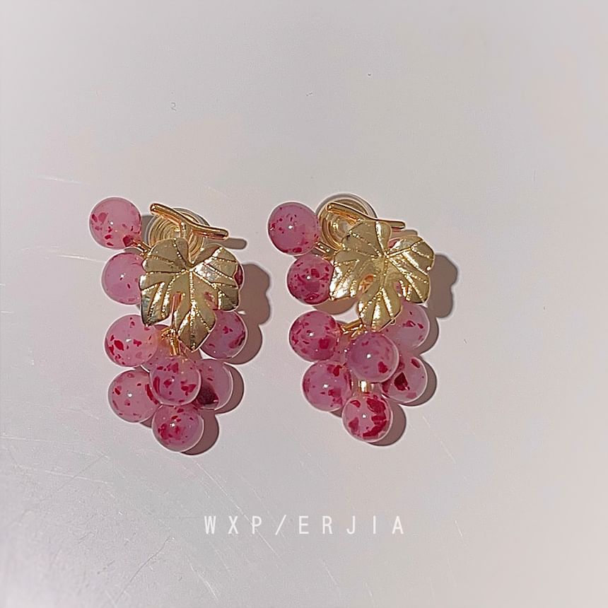 Gemstone Clip-On Grape Earring Drop