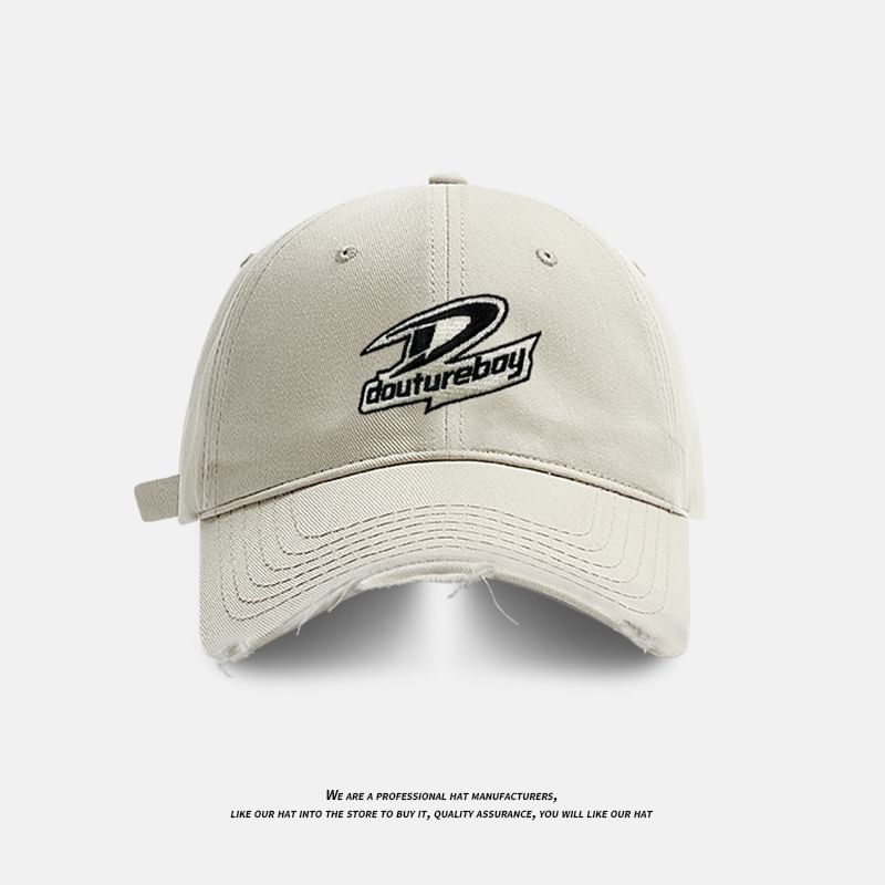 Distressed Cap Embroidered Lettering Baseball