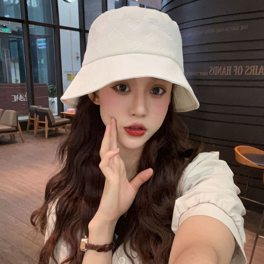 Hat Jacquard Bucket Heart