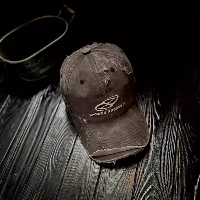 Cap Lettering Distressed Embroidered Baseball