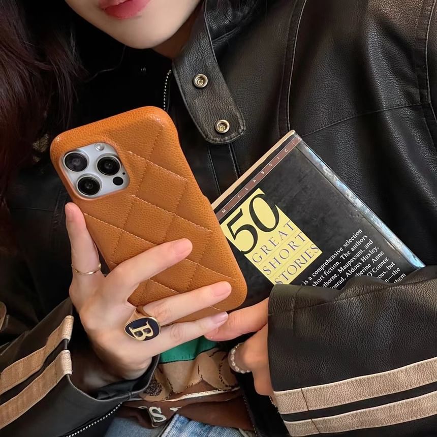 Phone Leather Quilted Case Faux