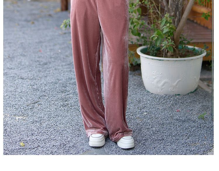 High Waist Velvet Wide Leg Pants