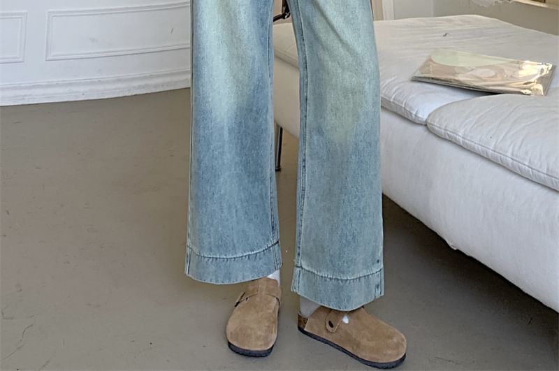 Mid Rise Plain Wide Leg Pants