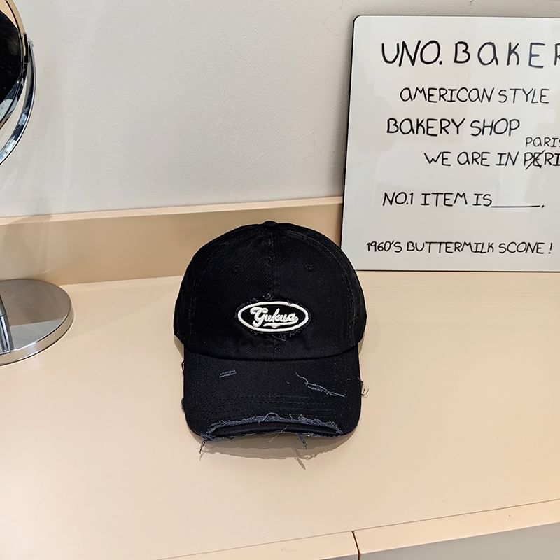 Cap Distressed Applique Lettering Baseball