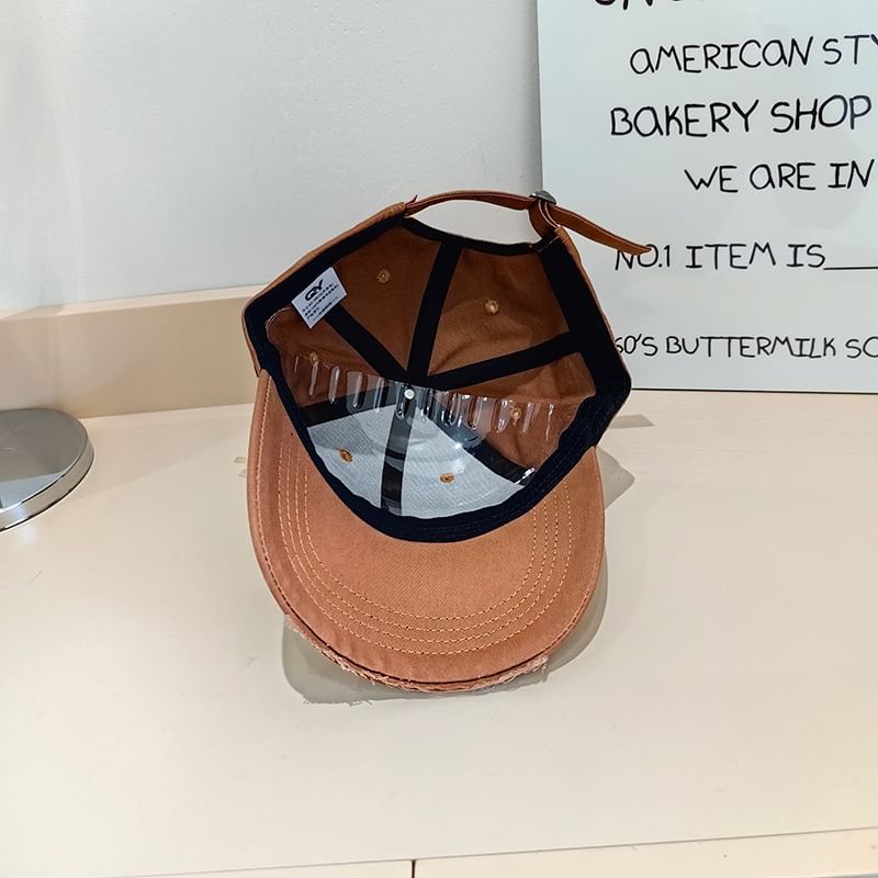 Distressed Lettering Applique Cap Baseball