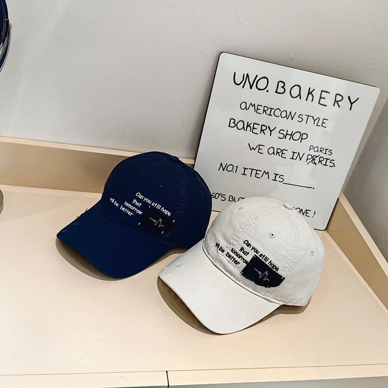 Distressed Baseball Lettering Cap Applique