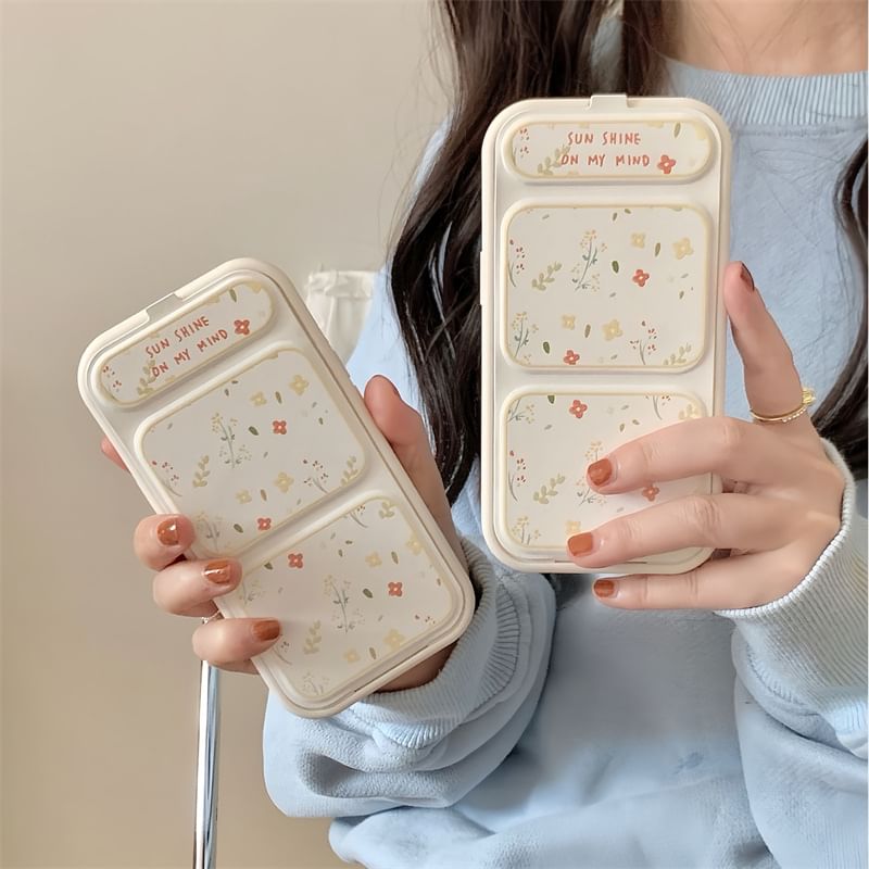 Stand Heart Case Phone Foldable Floral