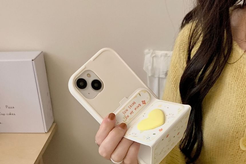 Stand Heart Case Phone Foldable Floral