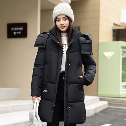 Hooded Padded Zip-Up Long Parka