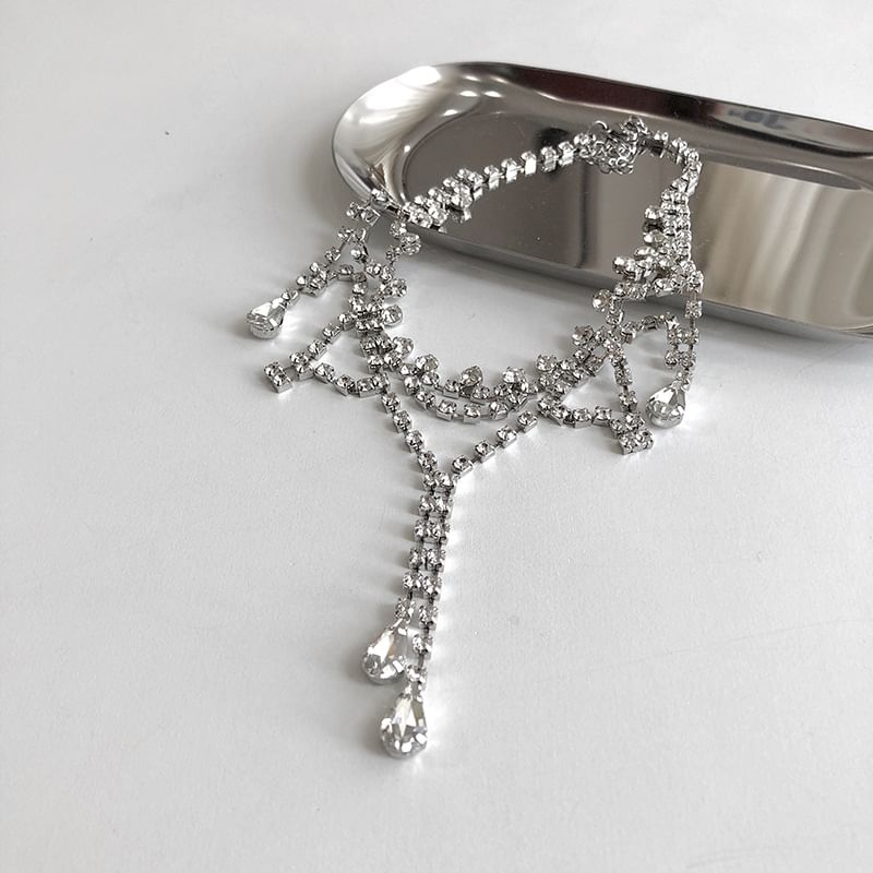 Rhinestone Choker Alloy Layered