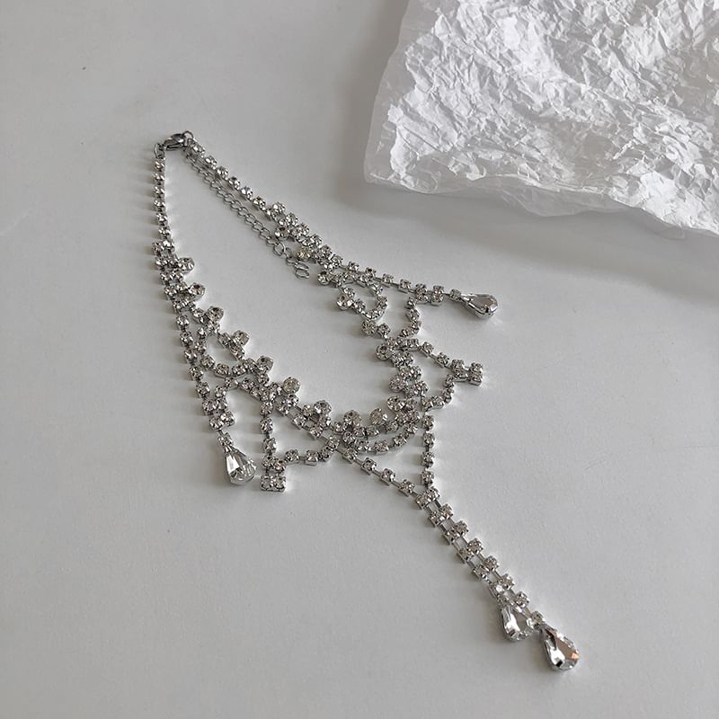 Rhinestone Choker Alloy Layered