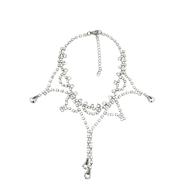 Rhinestone Choker Alloy Layered