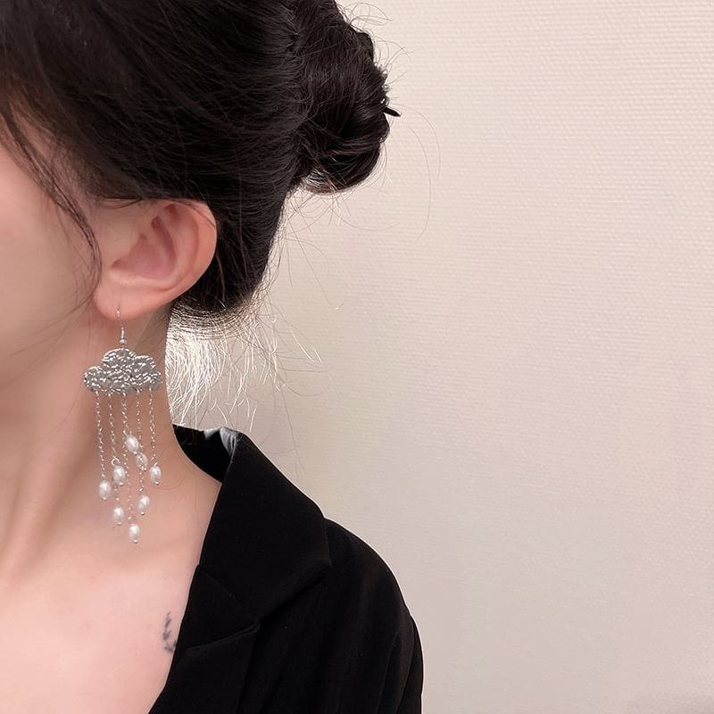 Floral / Stick Chandelier Faux Earring Pearl Alloy Hair